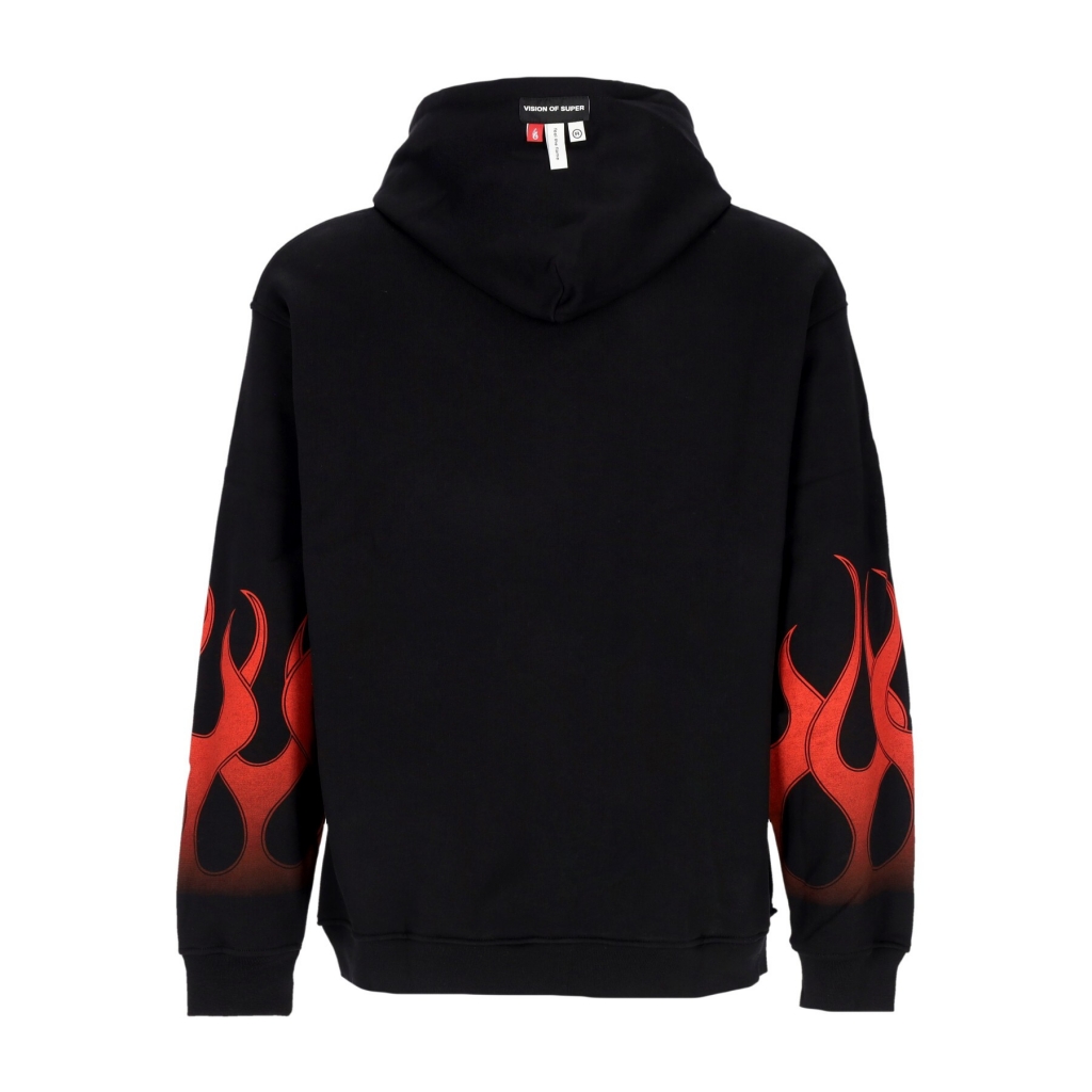 felpa leggera cappuccio uomo flames hoodie BLACK/RED