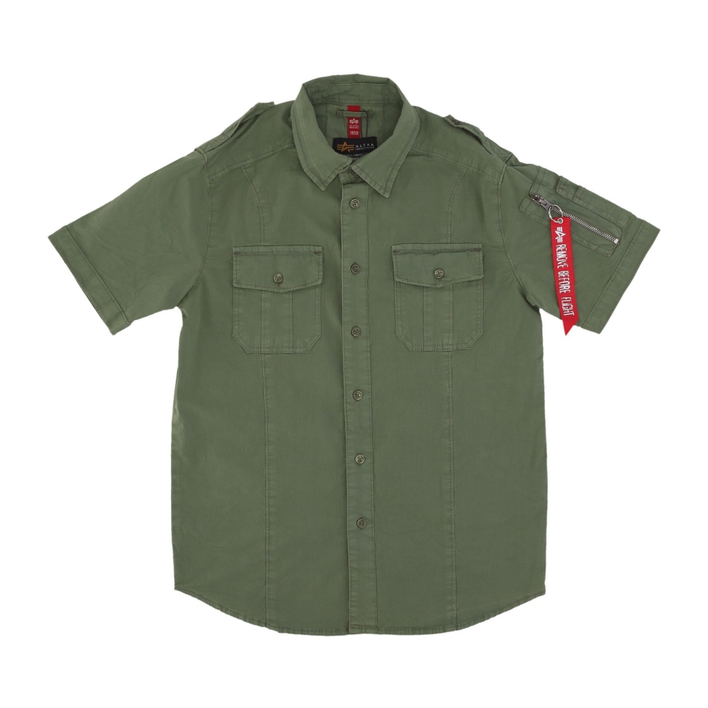 camicia manica corta uomo basic shirt SAGE GREEN