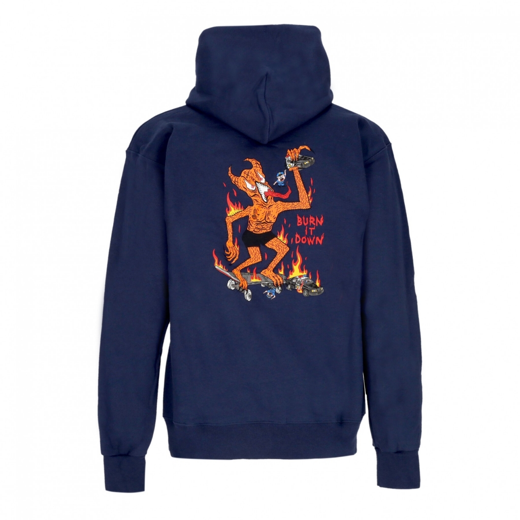 felpa cappuccio uomo burn it down hoodie NAVY