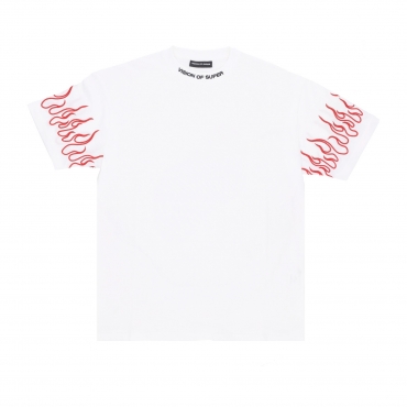 maglietta uomo embroidered flames tee WHITE/RED