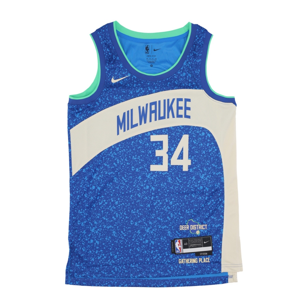 canotta basket uomo nba city edition 2023/24 swingman jersey 34 giannis antetokounmpo milbuc PHOTO BLUE