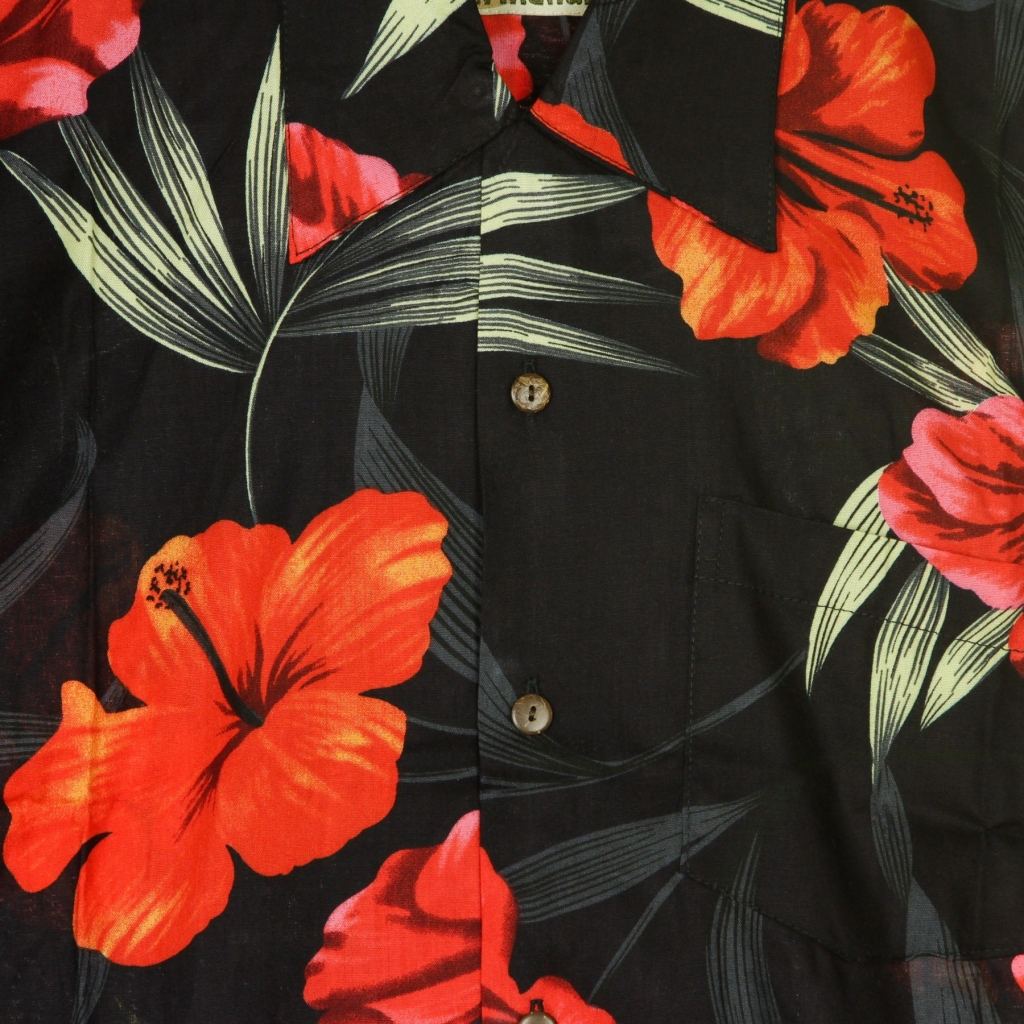 camicia manica corta uomo hawaiian shirt BARCELONA BLACK