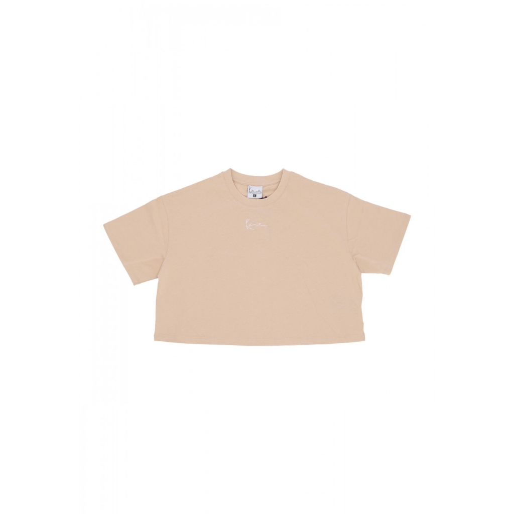 maglietta corta donna w small signature essential crop tee SAND