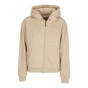 felpa cappuccio zip donna w chest signature essential zip hoodie SAND