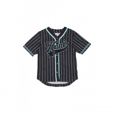 casacca bottoni uomo star logo pinstripe baseball shirt BLACK/LIGHT BLUE