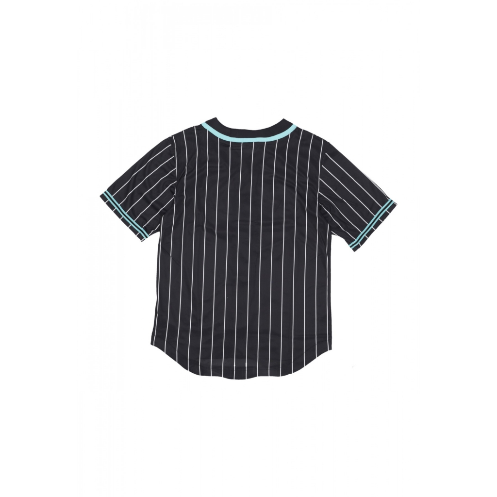 casacca bottoni uomo star logo pinstripe baseball shirt BLACK/LIGHT BLUE