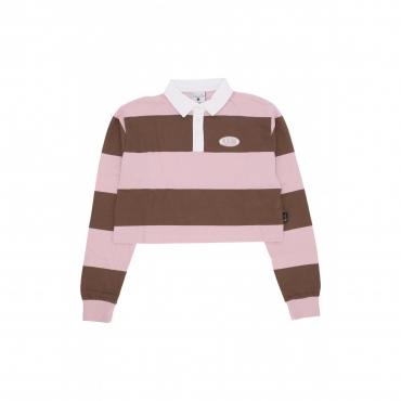 polo corta manica lunga donna w woven signature crop striped rugby l/s ROSE/TAUPE/WHITE