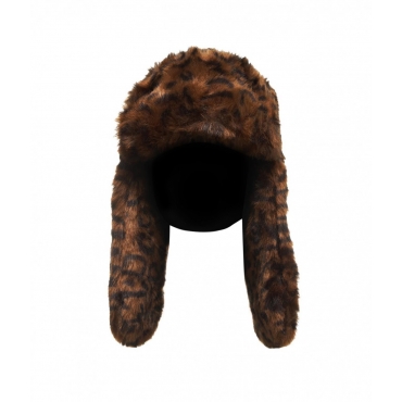 Trapper hat con stampa animalier marrone