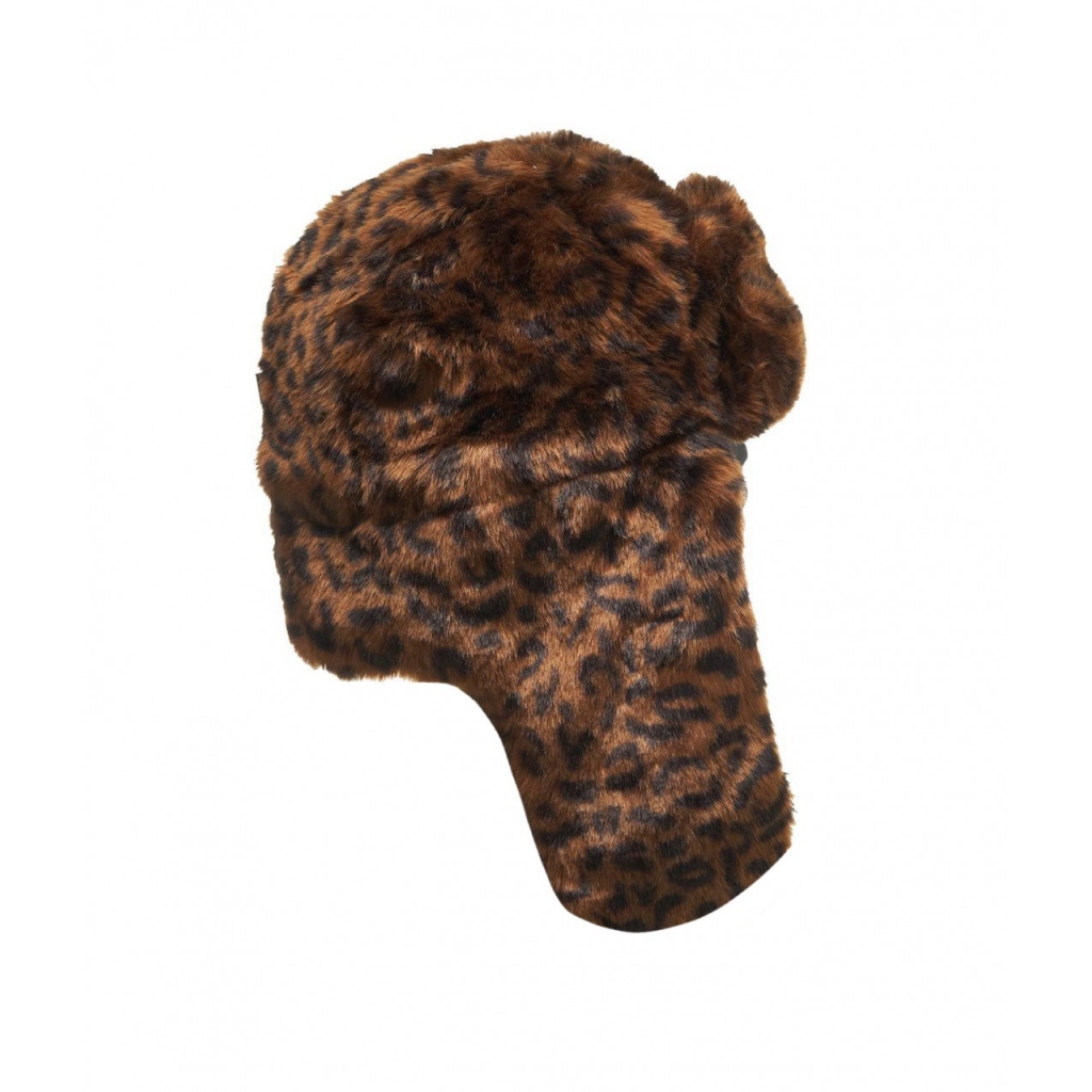 Trapper hat con stampa animalier marrone