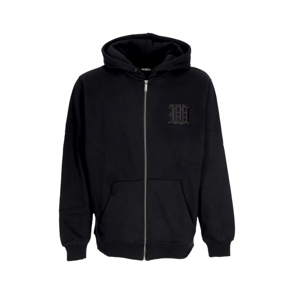 felpa cappuccio zip uomo kingdom curve zip hoodie BLACK