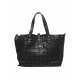 Shopper in pelle con borchie nero