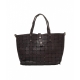 Shopper in pelle con borchie marrone scuro