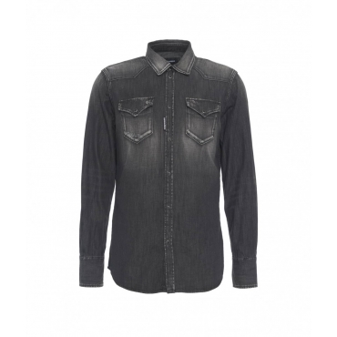 Camicia western in denim nero