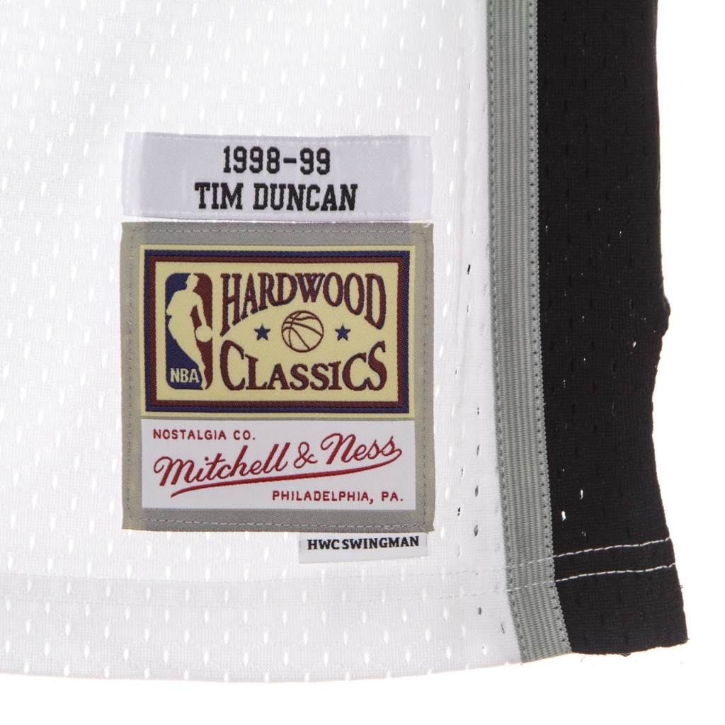 canotta basket uomo nba swingman jersey hardwood classics no 21 tim duncan 1998-99 saaspu home WHITE/WHITE