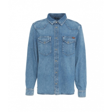 Camicia western in denim azzurro