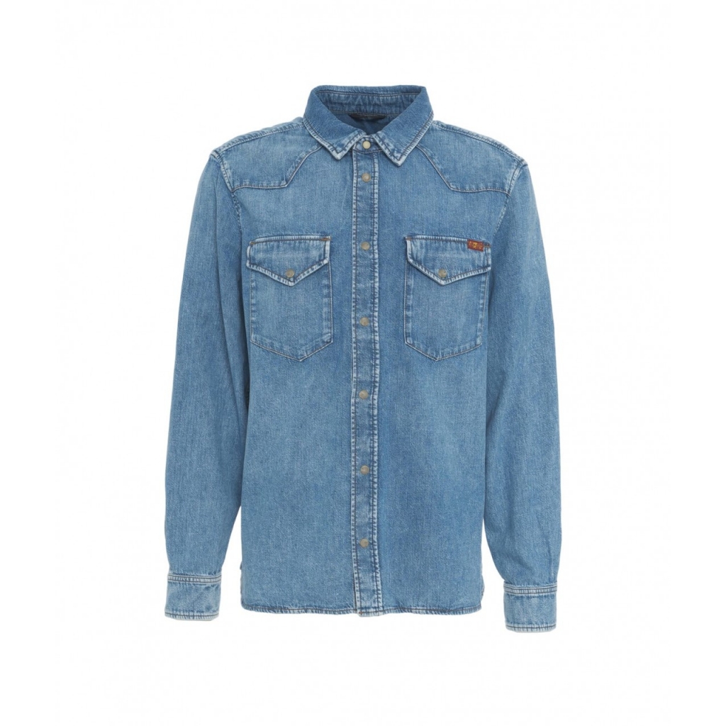 Camicia western in denim azzurro