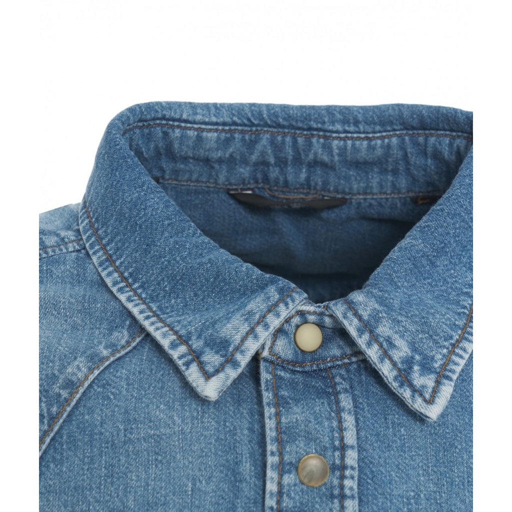 Camicia western in denim azzurro