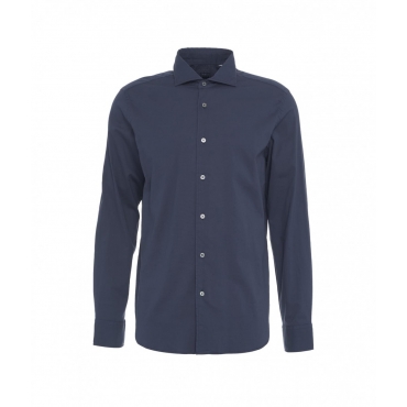 Camicia in cotone fine blu scuro