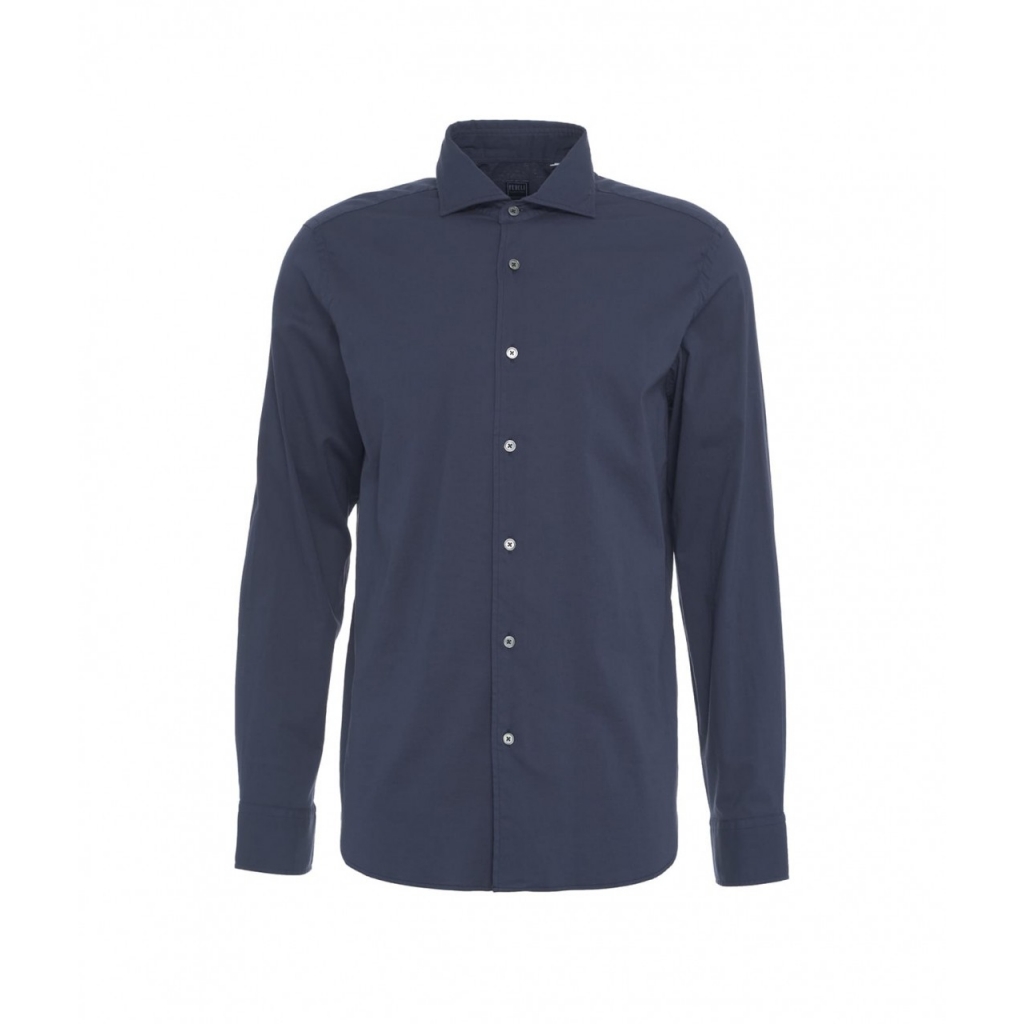 Camicia in cotone fine blu scuro