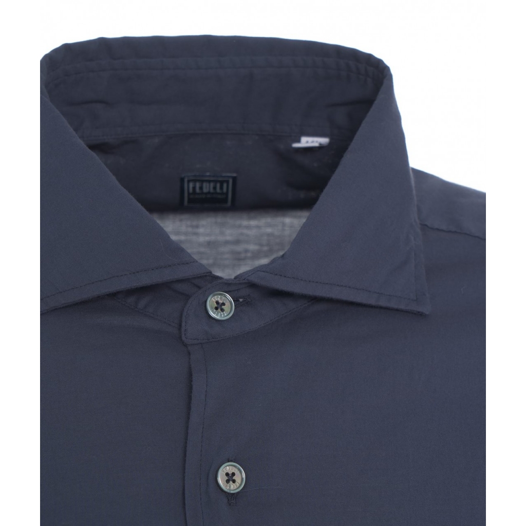 Camicia in cotone fine blu scuro