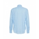 Camicia in cotone fine con righe azzurro