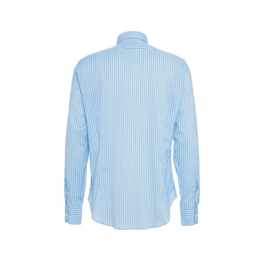 Camicia in cotone fine con righe azzurro