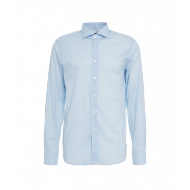 Camicia in cotone fine con motivo floreale azzurro