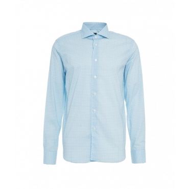 Camicia in cotone fine con motivo floreale azzurro