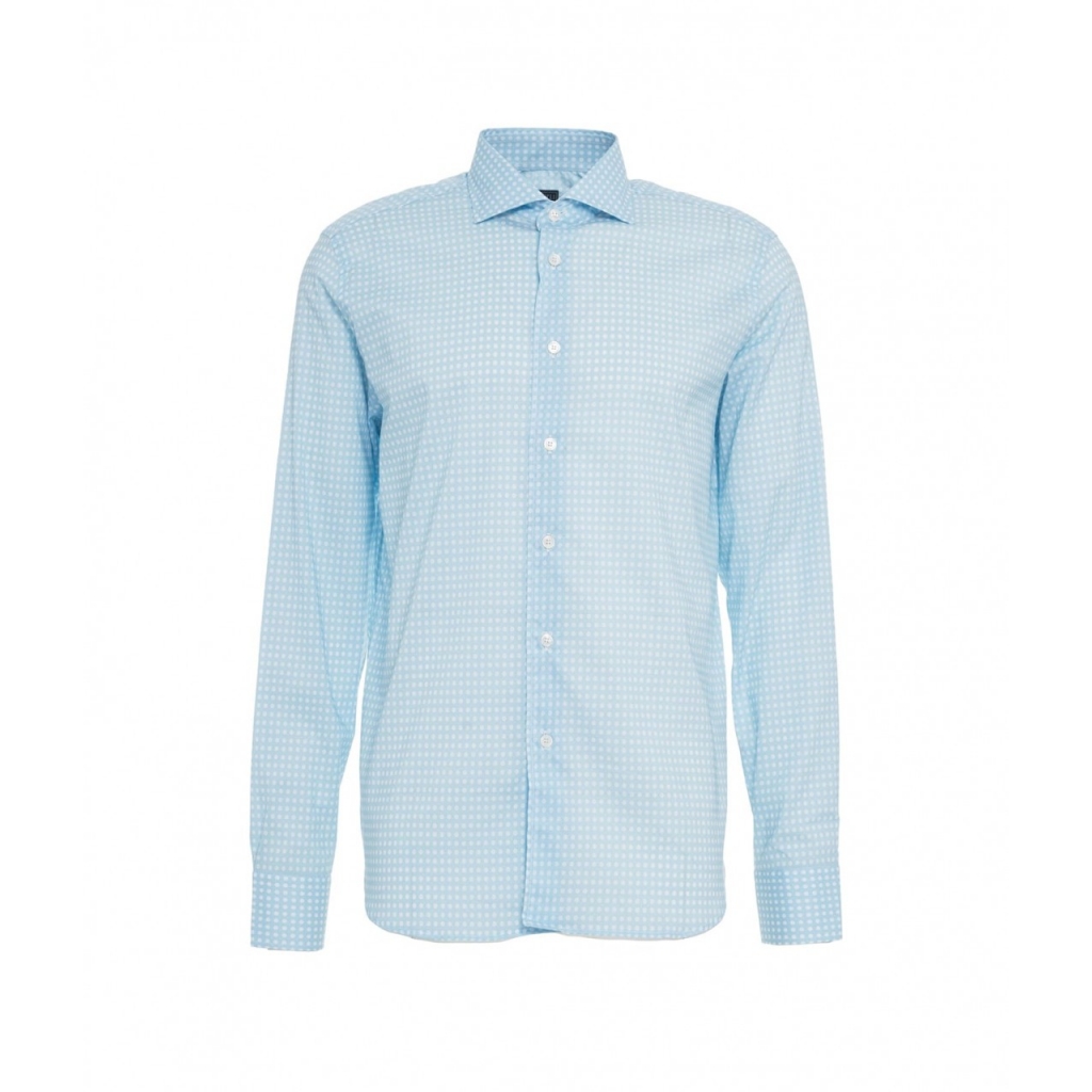 Camicia in cotone fine con motivo floreale azzurro