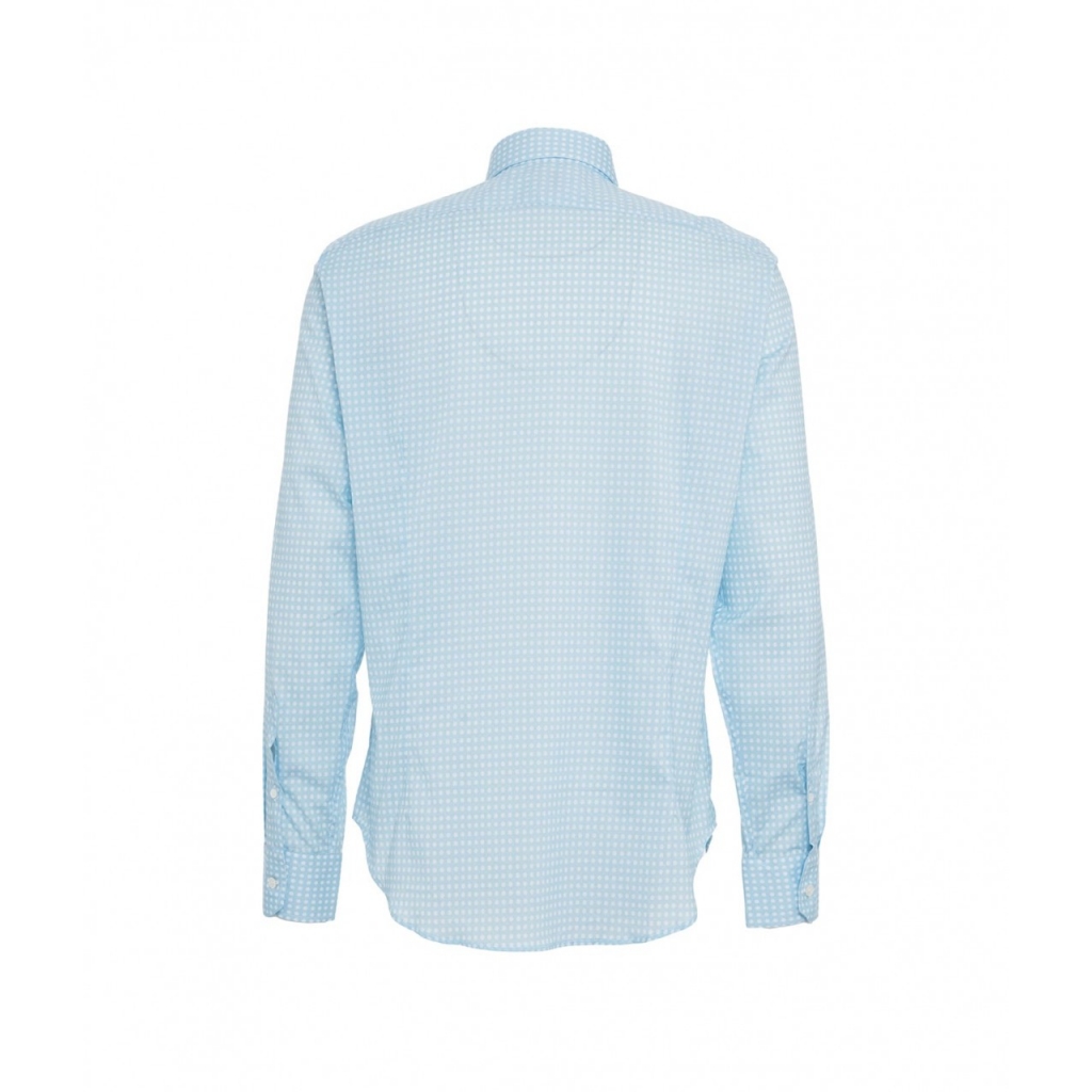 Camicia in cotone fine con motivo floreale azzurro