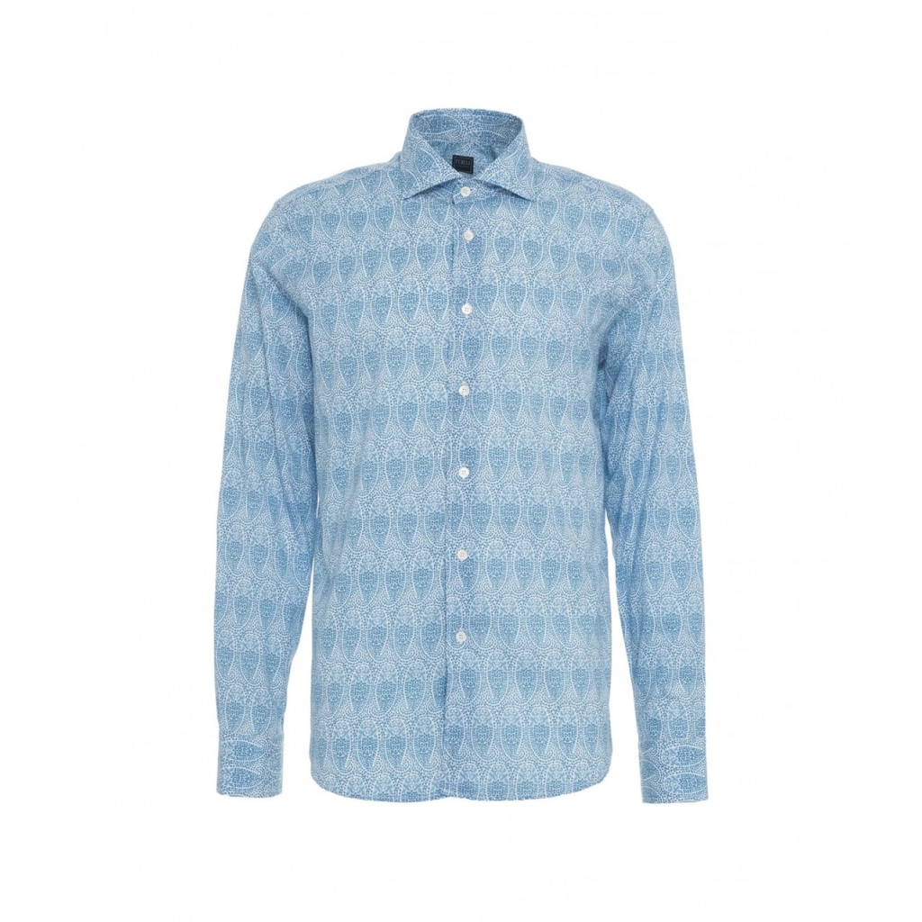 Camicia in cotone fine con motivo paisley blu