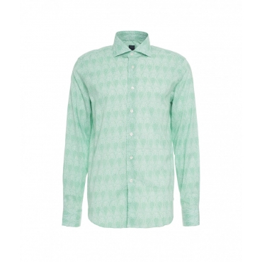 Camicia in cotone fine con motivo paisley verde