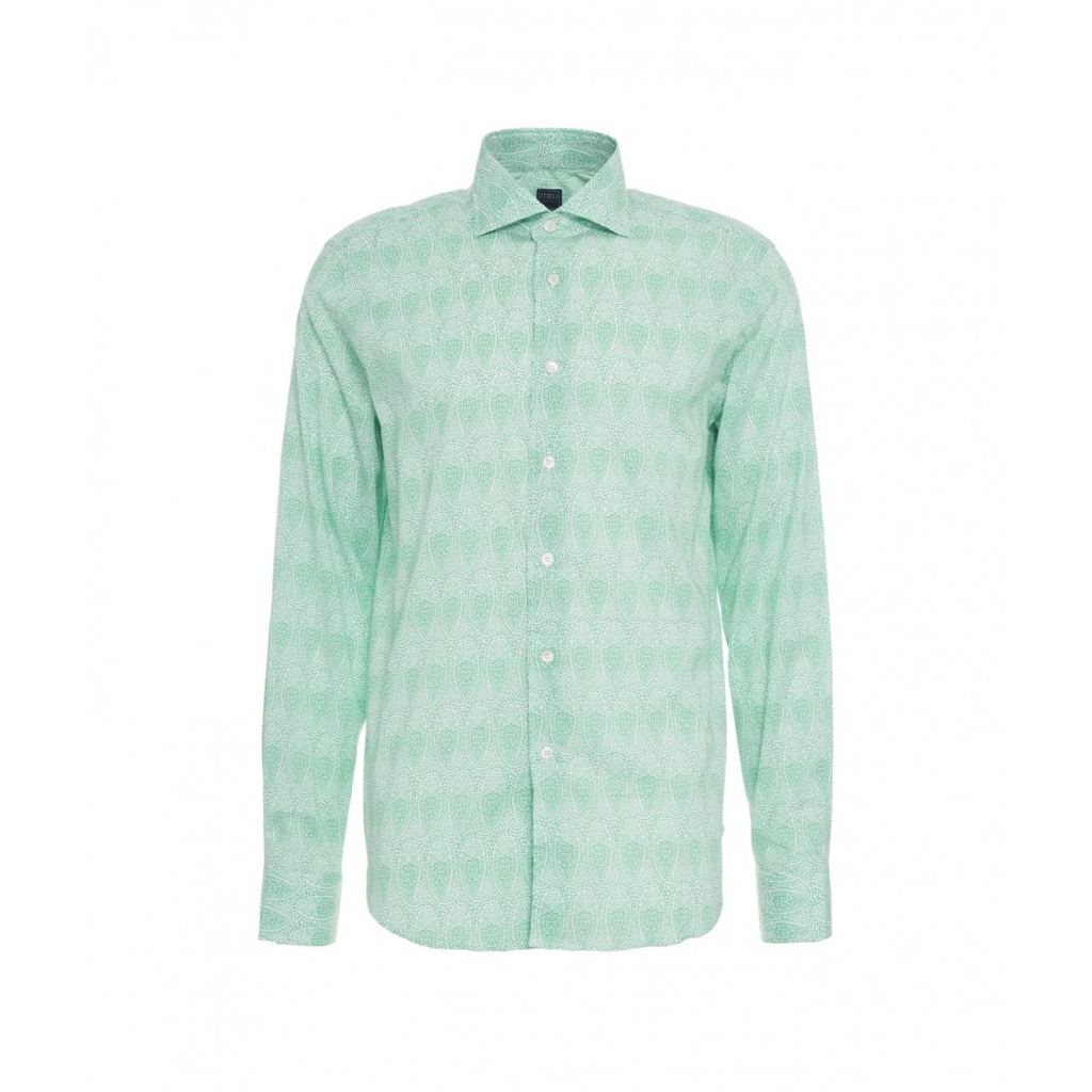 Camicia in cotone fine con motivo paisley verde