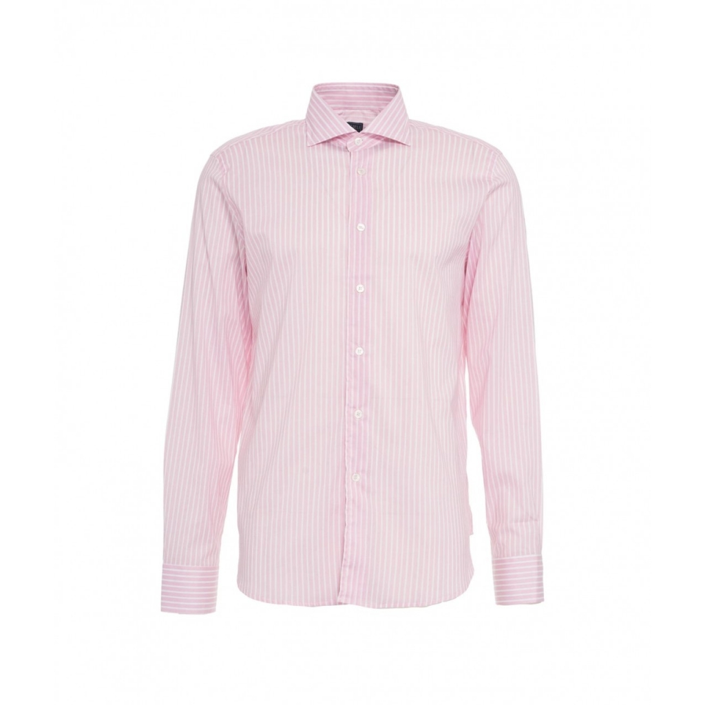 Camicia in cotone fine con righe rosa chiaro