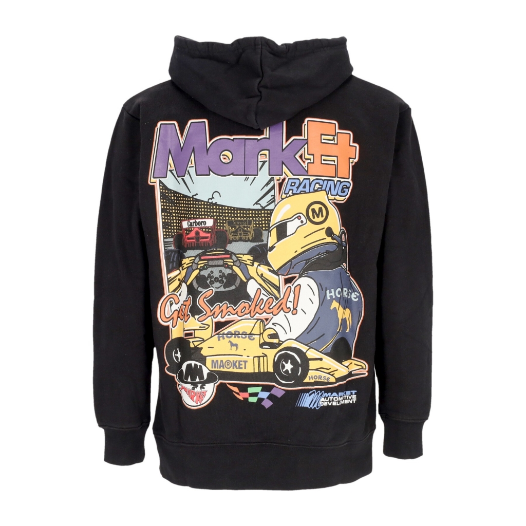 felpa cappuccio uomo express racing pullover hoodie WASHED BLACK