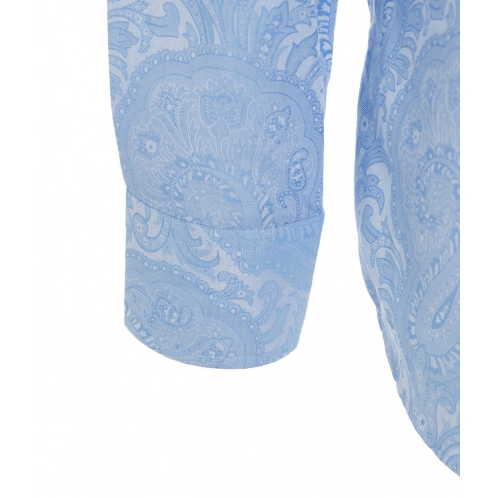 Camicia in cotone con motivo paisley azzurro