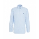 Camicia a righe con logo ricamato azzurro