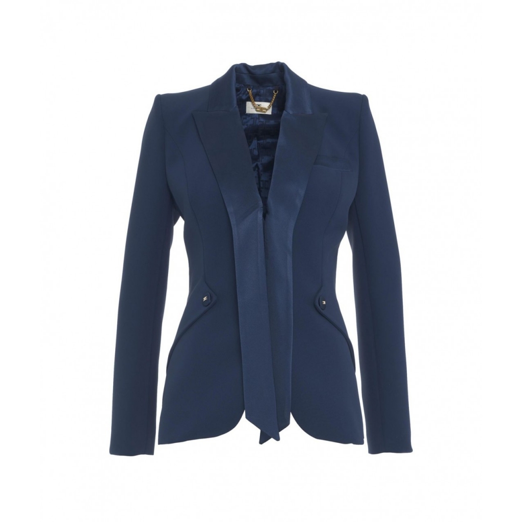 Blazer con collo a cravatta blu