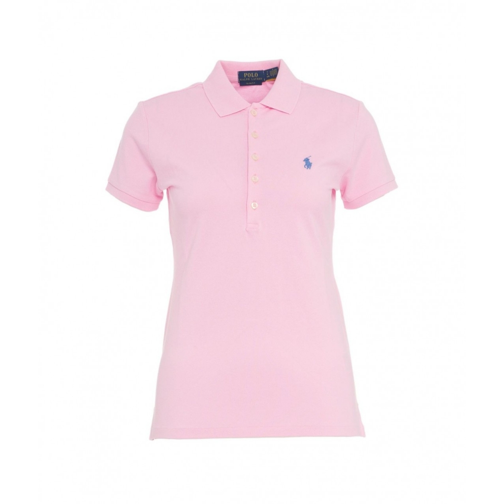 Polo con logo ricamato rosa