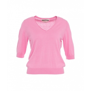 T-shirt con scollo a V rosa