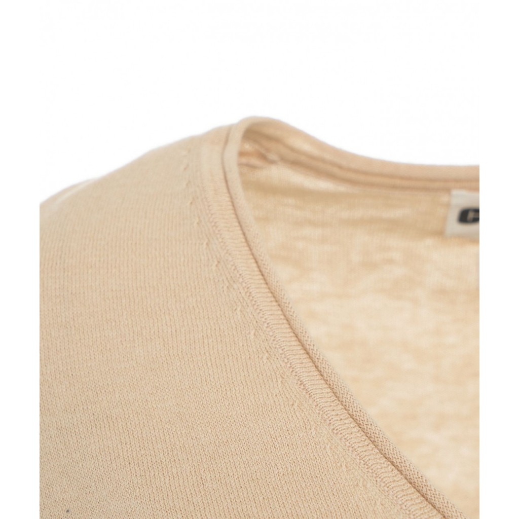 T-shirt con scollo a V beige