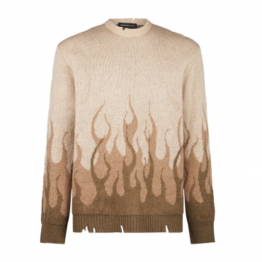  uomo jacquard flames jumper BEIGE