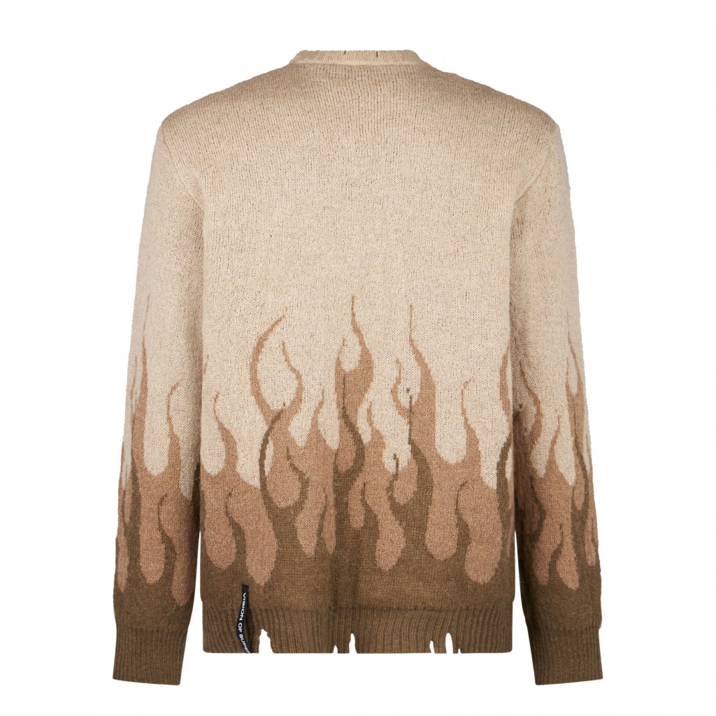  uomo jacquard flames jumper BEIGE