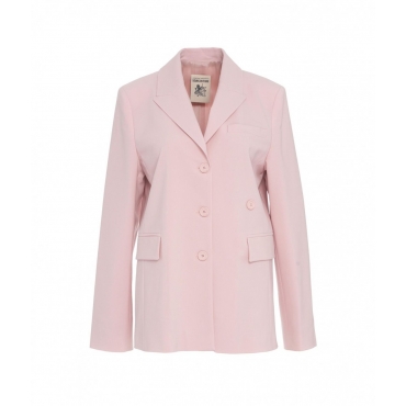 Blazer monopetto in misto lana vergine rosa chiaro