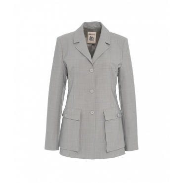 Blazer monopetto in misto lana vergine grigio chiaro