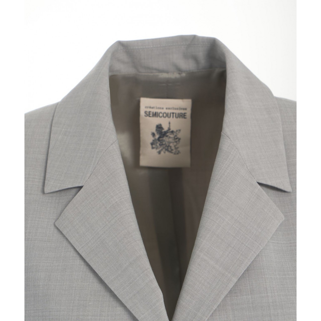 Blazer monopetto in misto lana vergine grigio chiaro