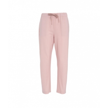 Pantaloni casual in misto lana vergine rosa chiaro