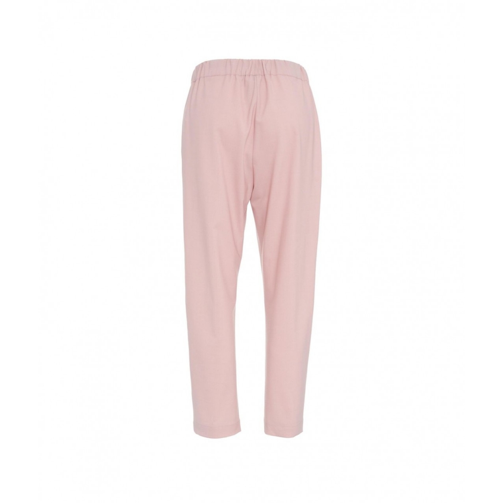 Pantaloni casual in misto lana vergine rosa chiaro