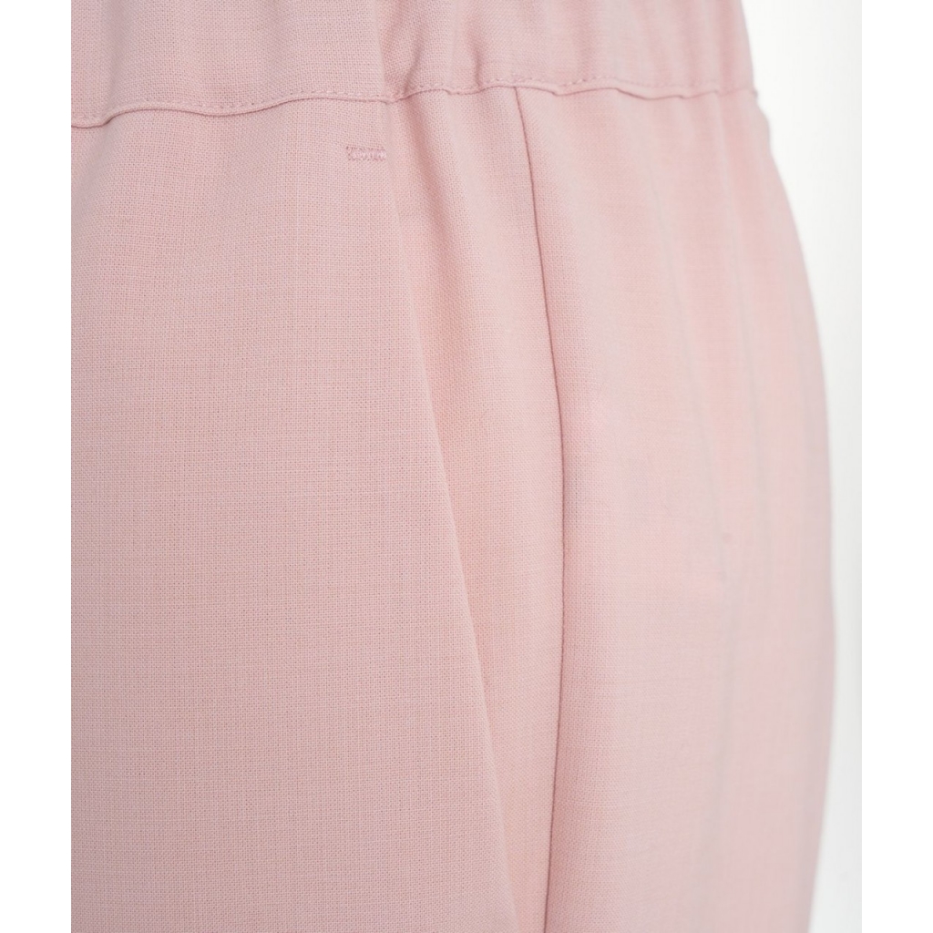 Pantaloni casual in misto lana vergine rosa chiaro