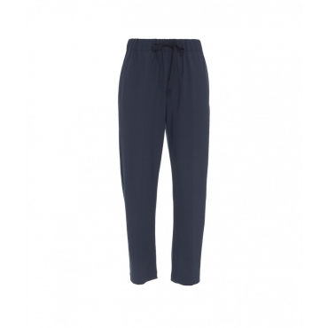 Pantaloni casual in misto lana vergine blu scuro